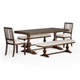 thumbnail image 4 of WAMPAT 5-pieces Farmhouse Dinning Table for 6-8,74.8" Kitchen Table Set with 2 Benches and 2 Chairs,Solid Wood Legs and Cushion Seat for Kitchen & Living Room,Brown, 4 of 8