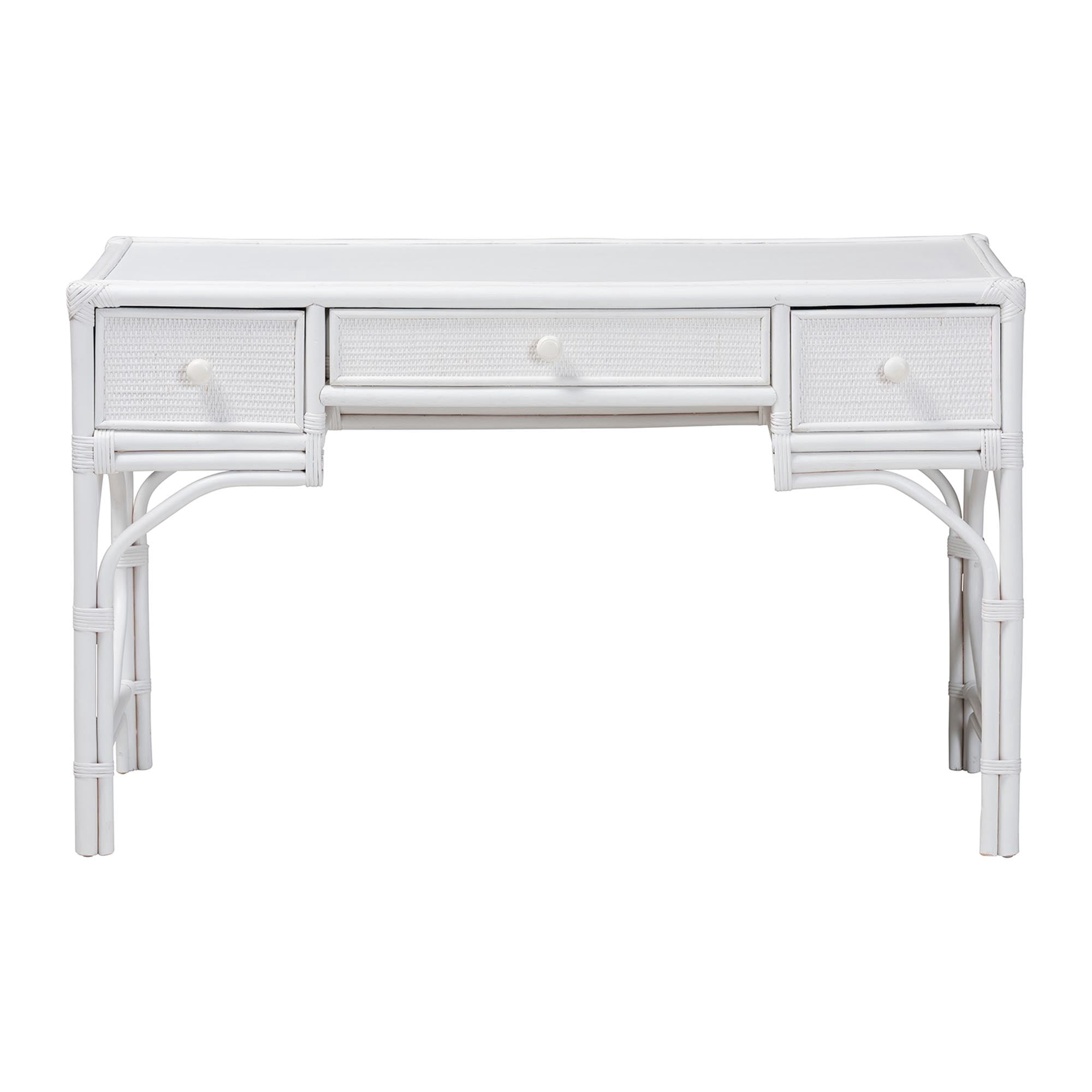 bali & pari Arben Boho Desk, 3-Drawer, White