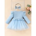thumbnail image 5 of FEORJGP Toddler Baby Girl Princess Outfits 3M 6M 9M 12M 18M 2T 3T Infant Long Sleeve Tulle Dress Flower Embroidery A-line Dress Fly Sleeve Cardigan Bo Piece Party Clothes Set for Spring Fall, 5 of 7