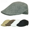 thumbnail image 6 of Women Beret Linen Sun Hat Hat Vintage Men Flat Cap Golf Driving Hat KHAKI, 6 of 8