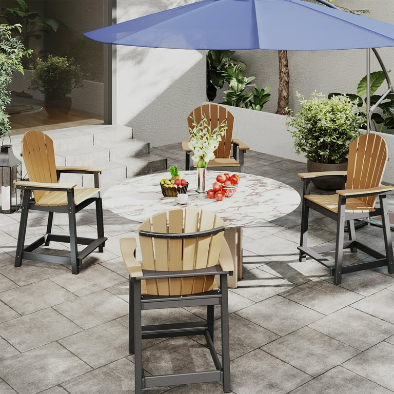 Adirondack Bar Height Table Set of 5, 34 Inch Round Outdoor Pub