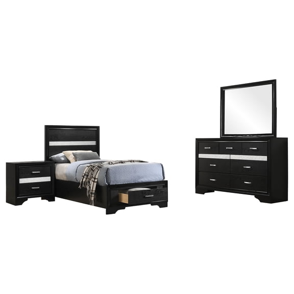 Miranda 4-piece Twin Bedroom Set Black