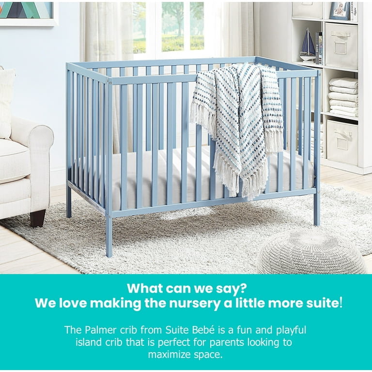 Suite Bebe Palmer 3 in 1 Convertible Island Crib Solid Wood Baby Blue Walmart