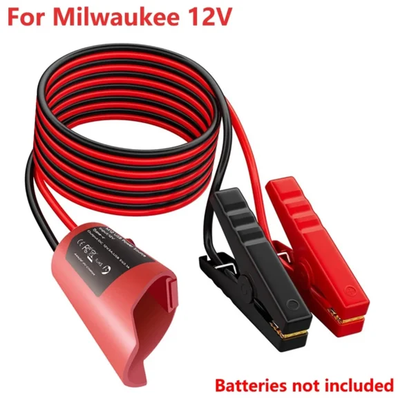 Battery Adapter For Milwaukee 12V with 6FT Jumper Cable Clamp Jumper Starter