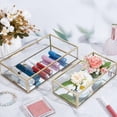 thumbnail image 4 of 2Pcs Gold Vintage Glass Box 2 Styles Glass Vintage Jewelry Box Set Rectangle High Transparent Retro Glasses Boxes with Lid, 4 of 5