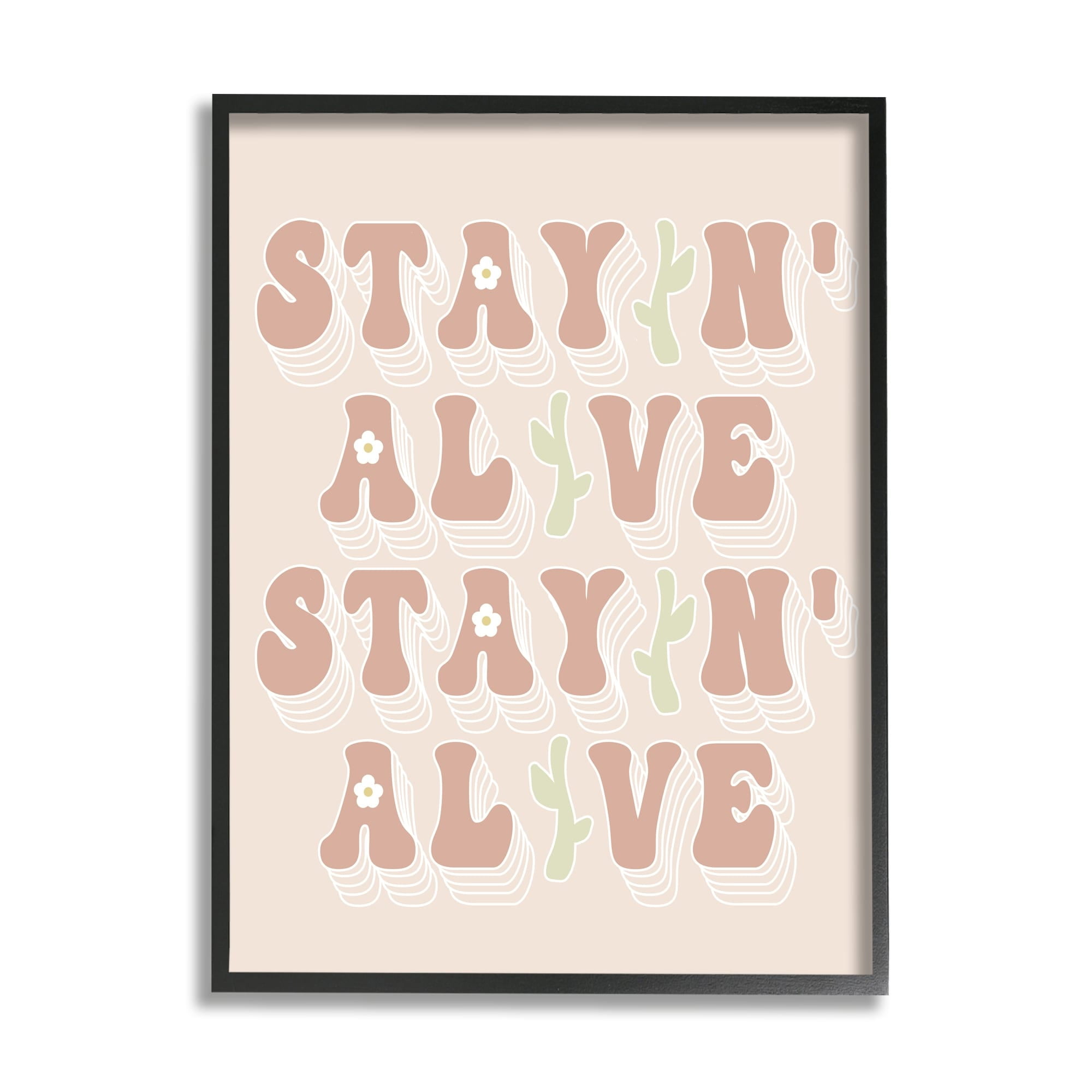 Stupell Industries Stayin' Alive Groovy Gardening Plant Text Quote Framed Wall Art, 24 x 30, Design by Lil' Rue