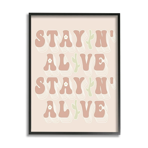 Stupell Industries Stayin' Alive Groovy Gardening Plant Text Quote Framed Wall Art, 16 x 20, Design by Lil' Rue