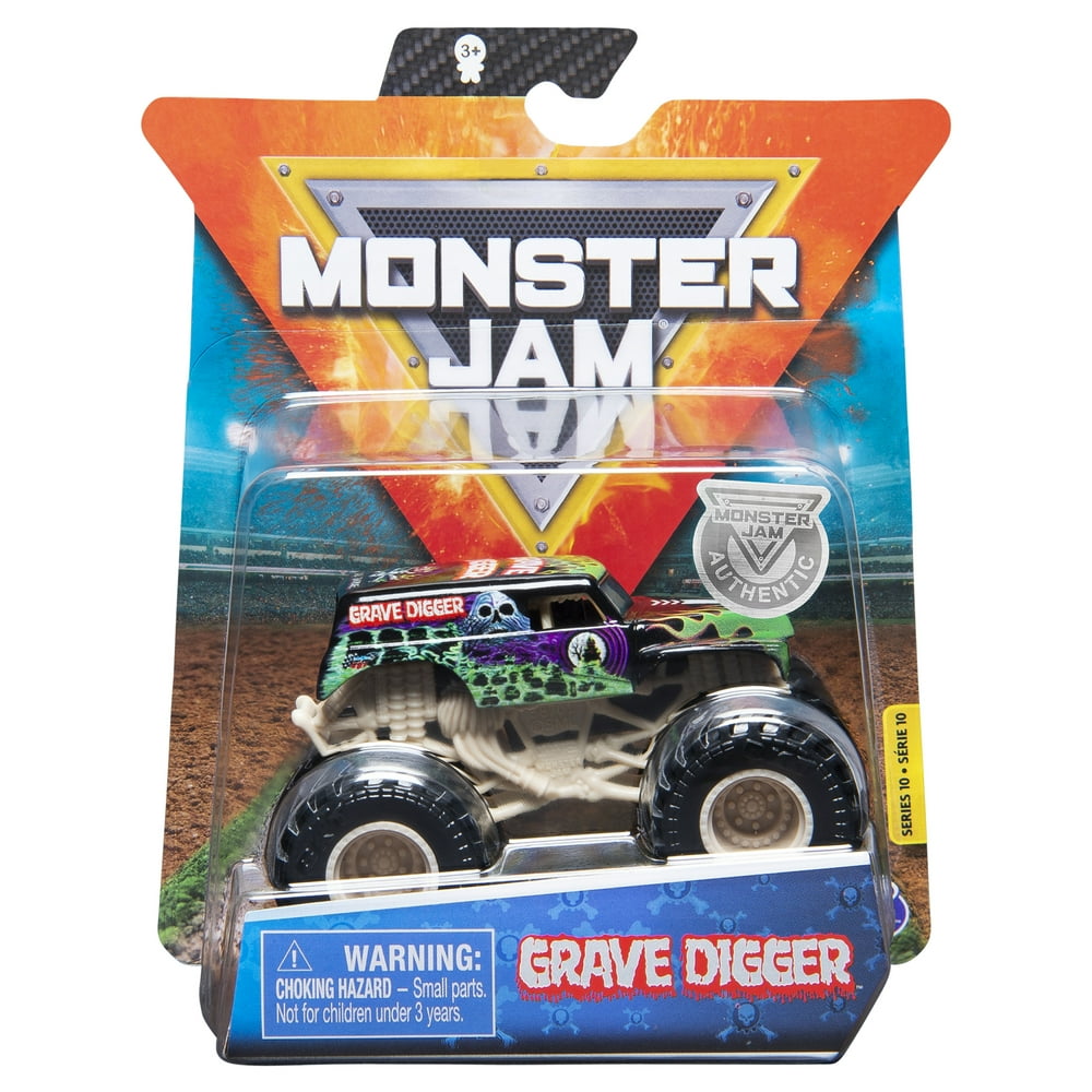 Monster Jam, Official Grave Digger Truck, Die-Cast Vehicle, Bone Yard ...