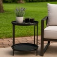 thumbnail image 2 of LIFERECORD 2-Tier Round Metal End Table with Removable Tray – Small Space-Saving Side Table for Living Room, Bedroom, Balcony, Patio, Black, 2 of 6