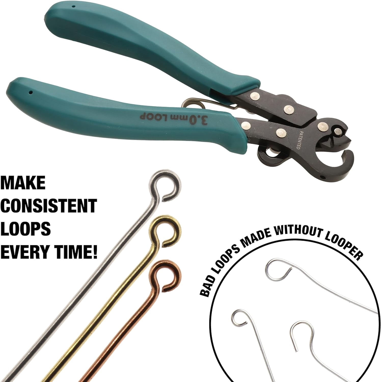 The Beadsmith Looper Kit – Includes a 1-Step Looper Plier (3 mm) & 2 Tarnish-Resistant Wire Spools, 15 Yards Each in Silver & Gold – Create Consistent Loops for Wire Jewelry in One Step