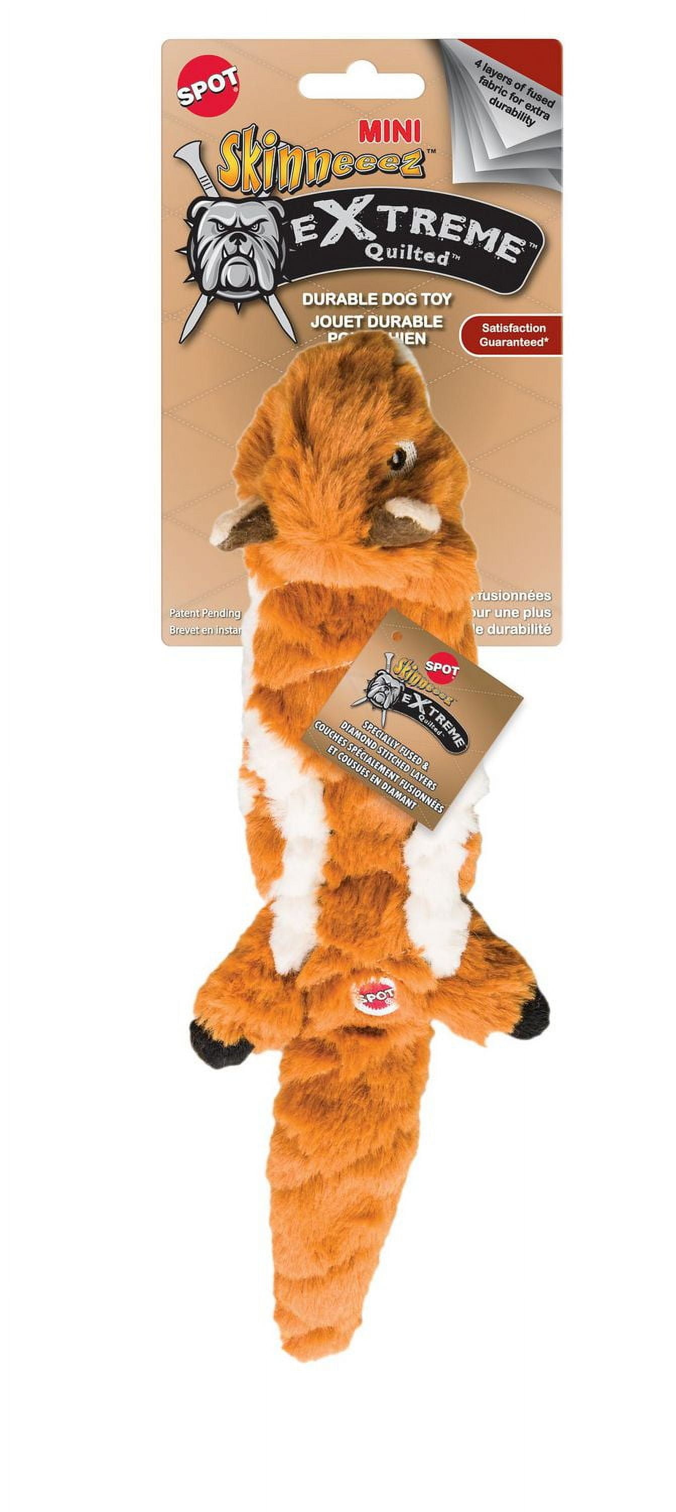 SPOT Mini Skinneeez Extreme Quilted Chipmunk Stuffing Free Plush Tug Dog Toy