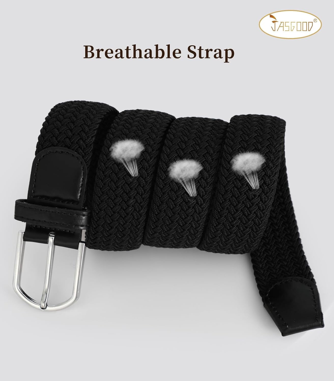 3946 Golf Belts For Men 3 Pack Braided Elastic Fabric Stretch Canvas Woven Belts.com Braided Elastic Stretch Belt Casual Weave Canvas  main image 2