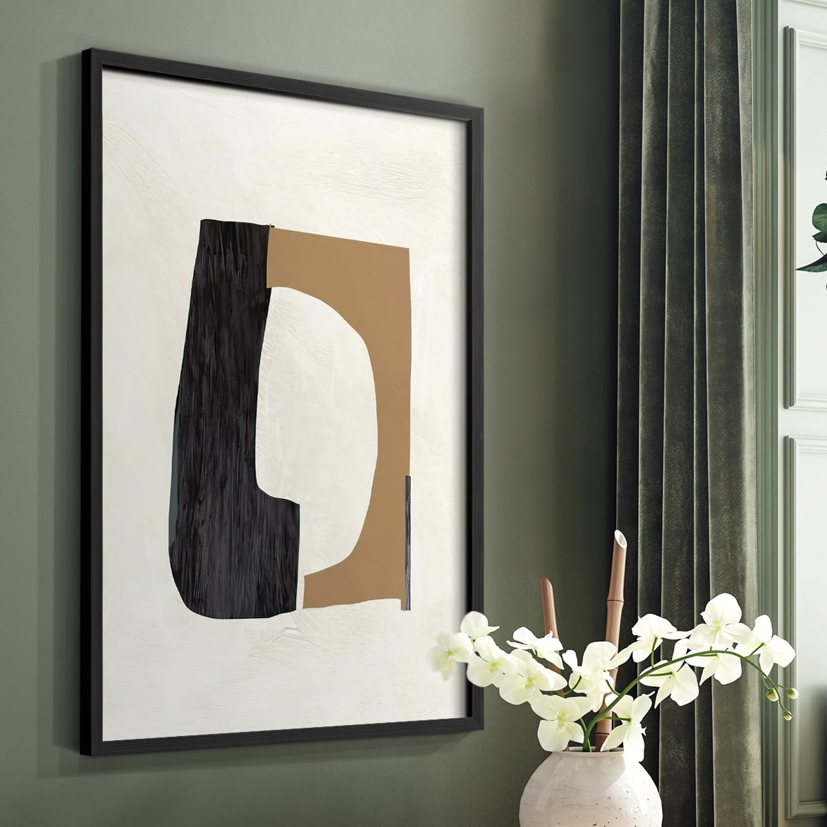 Cardboard Cutouts II Framed Print in Black Solid Wood Framed Print No Nail Hanging