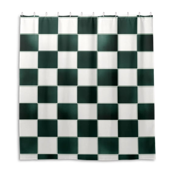 Black and White Squares Shower Curtain Liner 66x72 Inch Waterproof Shower Curtains Decorative Bathroom with 12 Pack Hooks