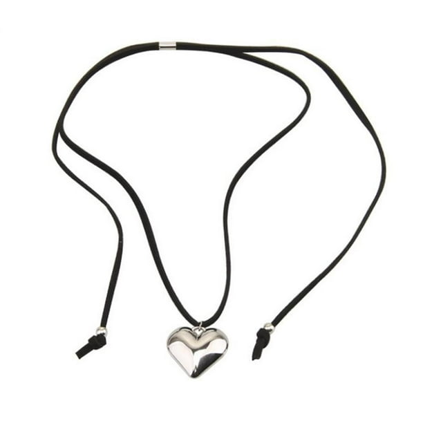 Gargantilla de corazón de aleación gruesa, collar con colgante de dijes de corazón, joyería estética simple para mujeres y niñas