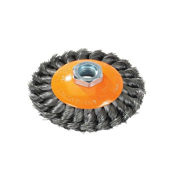 Walter 13H704 Saucer-Cup Knot-Twisted Brush – 7 in. Carbon Steel Wire Brush