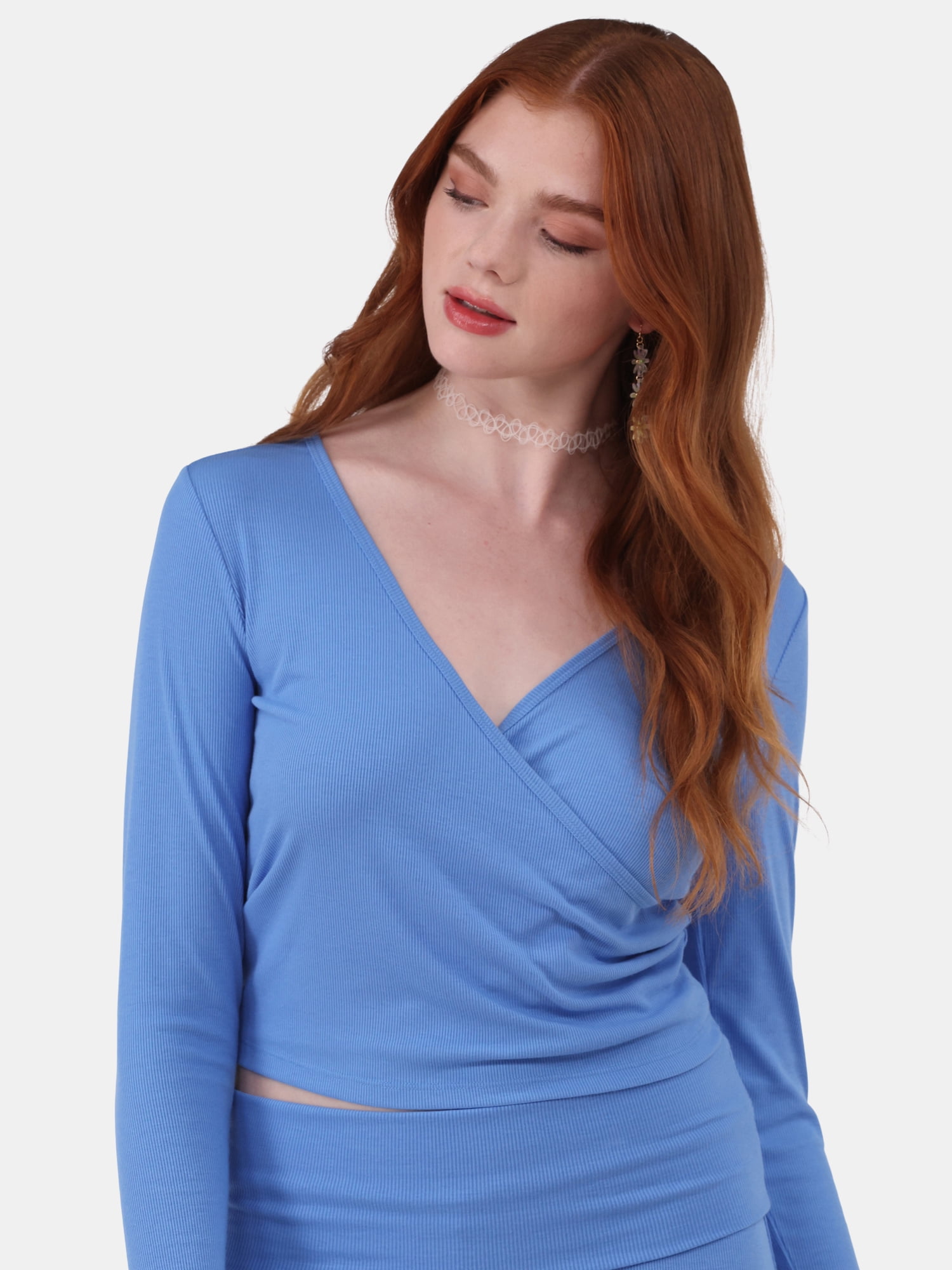 No Boundaries Ribbed Top and Flare Pants Pajama Set, 2-Piece, Women’s and Women’s Plus
