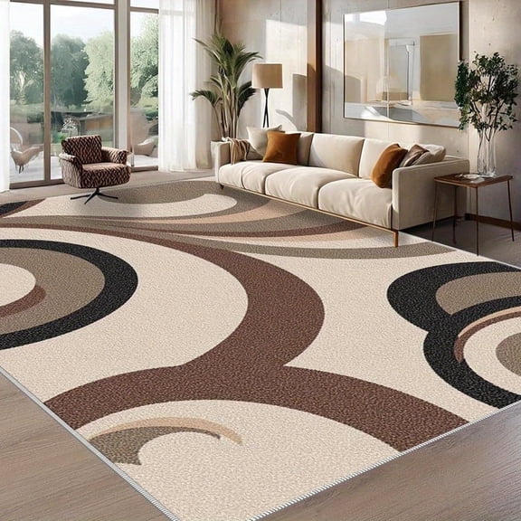 1PC Swirly Pattern Area Rug Local Carpet, Lightweight Washable Easy-to-Manage Carpet Mat Festival Gift, Suitable for Living Room, Bedroom, Dining Room, Office, Balcony, Room Accessones
