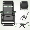 thumbnail image 6 of PNKKODW Oversized 29" XL Zero Gravity Chair w/Upgraded Lock and Wider Cup Holder,Removable Cushion&Headrest&Footrest, Camping Reclining Lawn Chair for Patio Outdoor Office,Black, 6 of 9