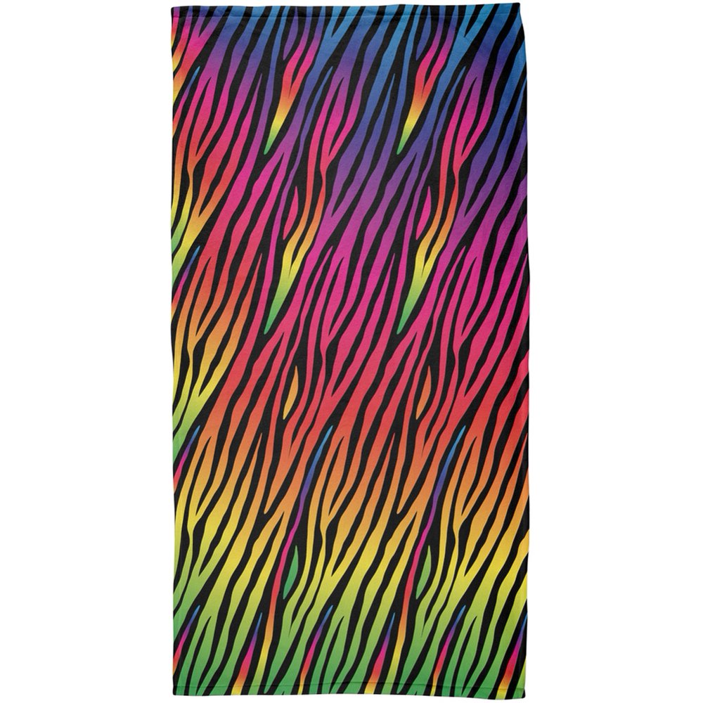 Rainbow Zebra All Over Plush Beach Towel