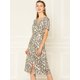 thumbnail image 3 of Vestidos Midi Elegantes Estampado Floral De Primavera Cuello En V Mangas Cortas Casual Para Mujeres Blanco XS Unique Bargains Vestido, 3 of 6
