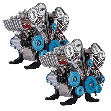 BESTSKY V8 Combustion Engine Model Kit That Runs - Build Your Own STEM Mini V8 Model Engine Kit for Adults & Kids Age 12 ,Visible V8 Mini Engine Kit That Works 2PCS
