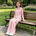 thumbnail image 5 of ECHFIPROM Big Girls Fall Outfit Long-Sleeve Hooded Pullover Top and Pants Sports Casual 2 Piece Set Age 1-14 Years,Pink,3-4Years, 5 of 6