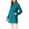 thumbnail image 5 of INSPIRE CHIC Women's Coat Mid Length Stand Collar Single Breasted Winter Outerwear Overcoat Lake Blue XL, 5 of 7