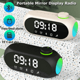 thumbnail image 2 of Mini receptor de radio FM portátil, altavoz con sonido de alta fidelidad RGB y Bluetooth con reloj, despertador dual, compatible con manos libres -A, 2 of 8