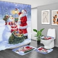thumbnail image 1 of FMSHPON Cute Santa ClausSnowman 4 Piece Bathroom Set Shower Curtain Bath Rug Contour Mat and Toilet Lid Cover, 1 of 8
