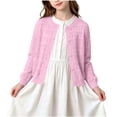 thumbnail image 3 of Pretxorve Kids Girls Boys Jacket Solid Hollow Out Knit Crew Neck Long Sleeve Cardigan Outerwear Sizes 0-6Y, 3 of 5