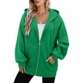 thumbnail image 6 of TKLPEHG Athletic Zip Up Jacket Women Long Hoodies for Women Fall Fashion Hooded Sweatshirts Coats Solid Comfy Jackets with Pockets (Green,XXL), 6 of 6