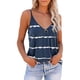 thumbnail image 1 of Camisa con tirantes finos y cuello en V para mujer, informal, holgada, transpirable, con estampado de rayas, para verano, azul oscuro M, 1 of 5