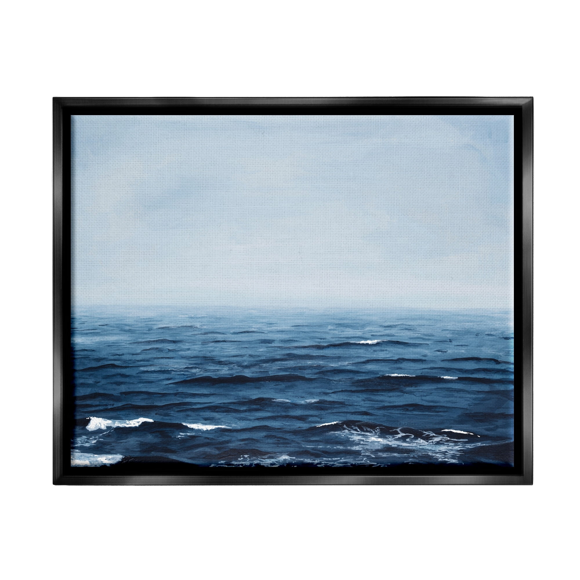 Stupell Industries Choppy Ocean Water Waves Foggy Nautical Horizon Photograph Metallic Gold Floating Framed Canvas Print Wall Art, Design by Michael Willett