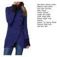 thumbnail image 7 of comerut Women Fall Winter Jacket Stand Collar Neck Protection Single-breasted Irregular Split Hem Soft Patchwork Long Sleeve Solid Color Thick Warm Mid Length Lady Coat, 7 of 7