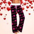 thumbnail image 2 of Pantalons pour Femmes Saint-Valentin Imprimé Amour Pantalons à Cordon de Serrage Jambes Larges Pantalons Décontractés Rose Vif Polyester Spandex m, 2 of 4