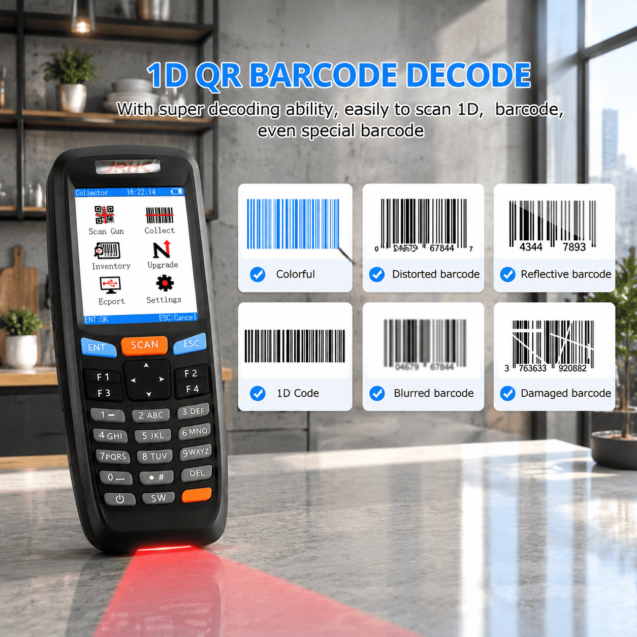 1D Wireless Inventory Barcode Scanner with 2.8 Inch LCD Screen for ...