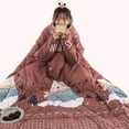 thumbnail image 3 of SDJMa Wearable Fleece Blanket with Sleeves for Adult Women Men, Super Soft Comfy Thick Plush TV Blanket Throw Cuddly Wrap Cover for Bed Sofa and Couch 63" x 48'', 3 of 9