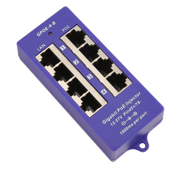 48V or 24V Gigabit Passive PoE Injector 4 Port 1000Mbps PoE Module for Security IP Camera WiFi Access Point, UBNT