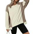thumbnail image 2 of Diufon Women's Oversize Sweatshirt Knitted Color Block Long Sleeve Crewneck Sweatshirts Casual Pullover Tops, 2 of 7