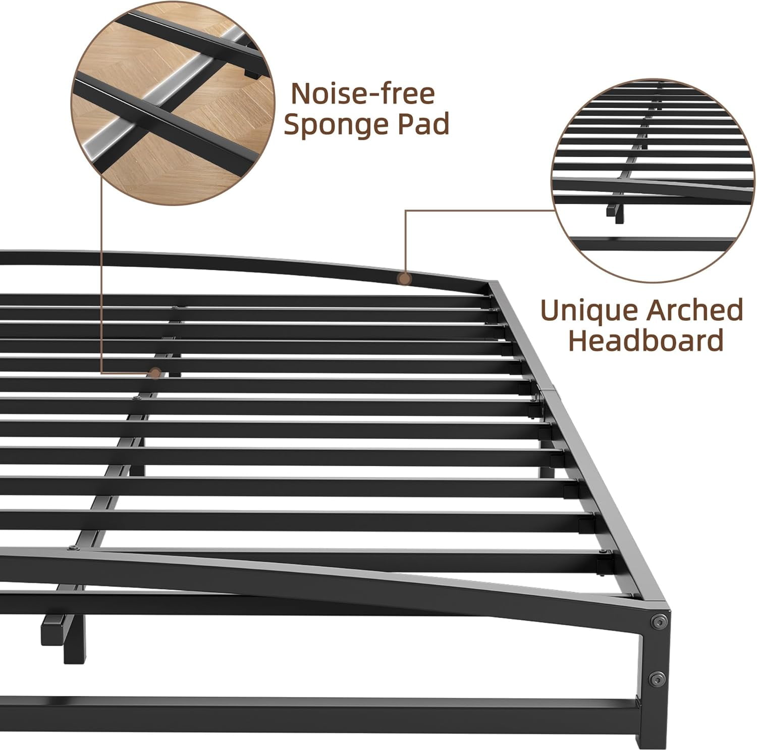King Size Metal Bed Frame,Platform King Bed Frame with Arch Design,10 Inch Heavy Duty Strong Support Slats,Sturdy Mattress Foundation,Easy Assembly,No Box Spring Needed，Black