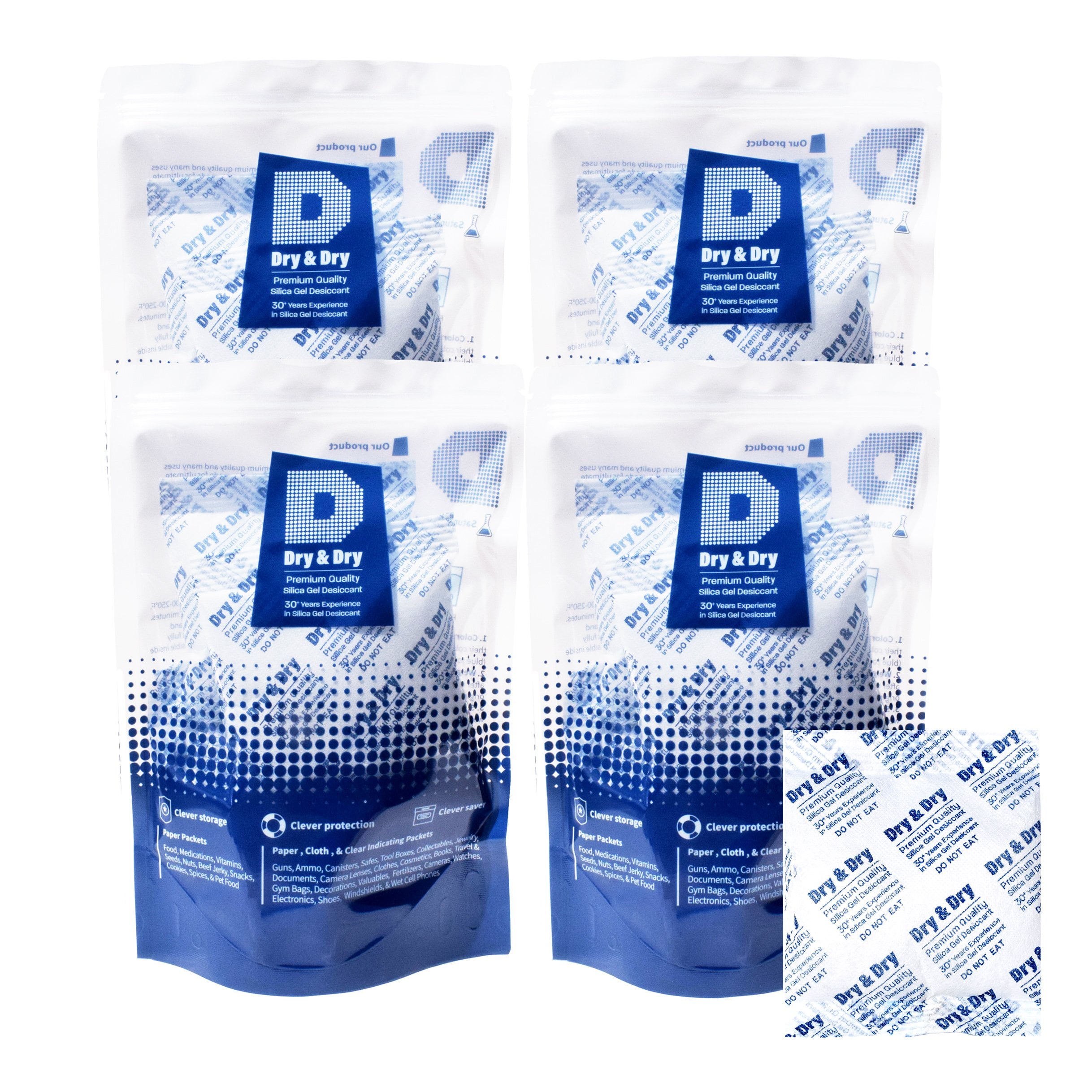 100 Gram [25 Packs] "Dry & Dry" Premium Silica Gel Packets Desiccant