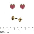 thumbnail image 2 of 18K Solid Yellow Gold Pink Enamel Heart Post Earring, 2 of 3