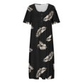 thumbnail image 3 of Gibobby Vestido de gasa de verano para mujer Vestido holgado de cuello redondo con estampado floral de manga corta informal de verano para mujer Mini vestidos d(Negro,M), 3 of 5