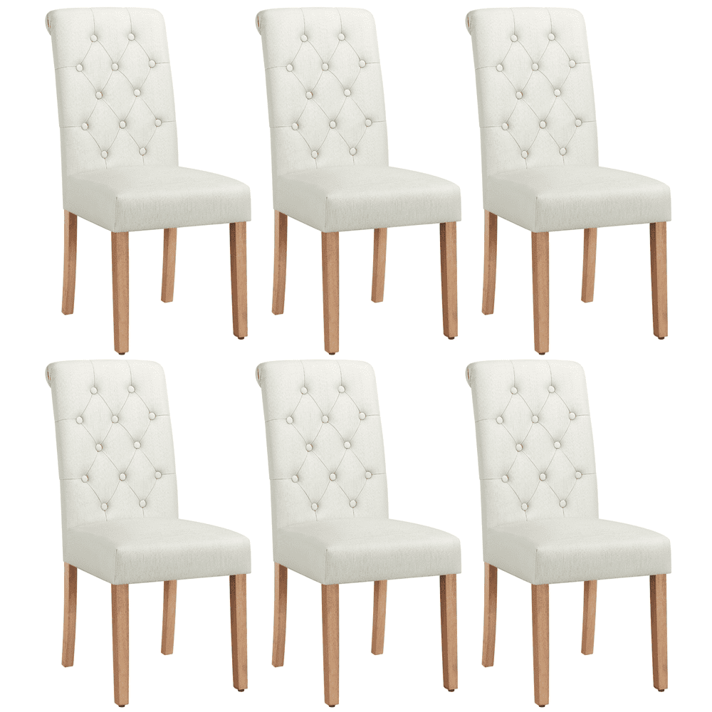 Alden Design Padded Parsons Fabric Upholstered Dining Chairs, Beige, 6 Pieces