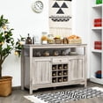 thumbnail image 2 of Buffet Server Sideboard, Console Table, Wood Dining Table, Cupboard Table with 2 Cabinets, 1 Drawer and 9 Wine Cabinets, Storage Organizer Kitchen and Dining Room (Gray), 2 of 10