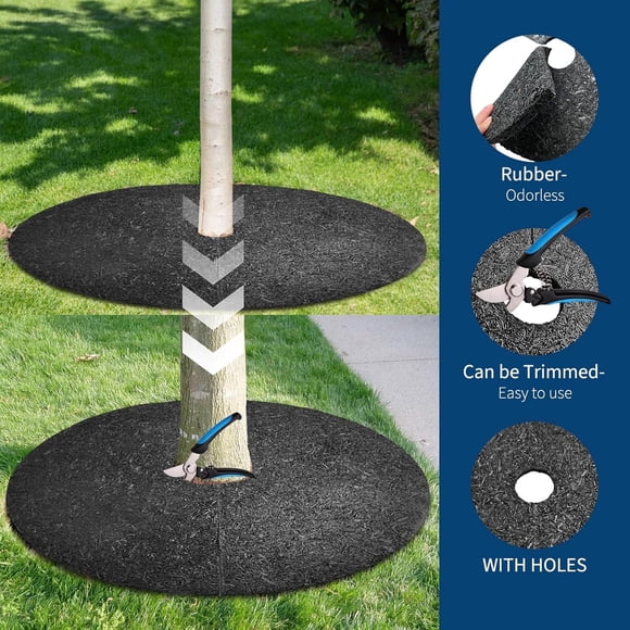 Royalbelle 6 PC 30 Inch Rubber Tree Mulch Ring, Root Barrier Landscaping Mat