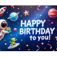 thumbnail image 4 of Colorful Design Space Birthday Banner Astronaut Cartoon Rocket for Kids Party Indoor Decoration Celebration, 4 of 7
