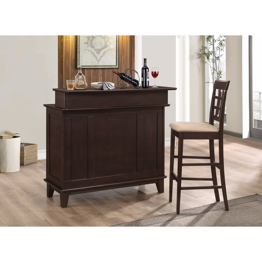 Contemporary Bar Unit with Wine and Stemware Storage, Brown Walmart