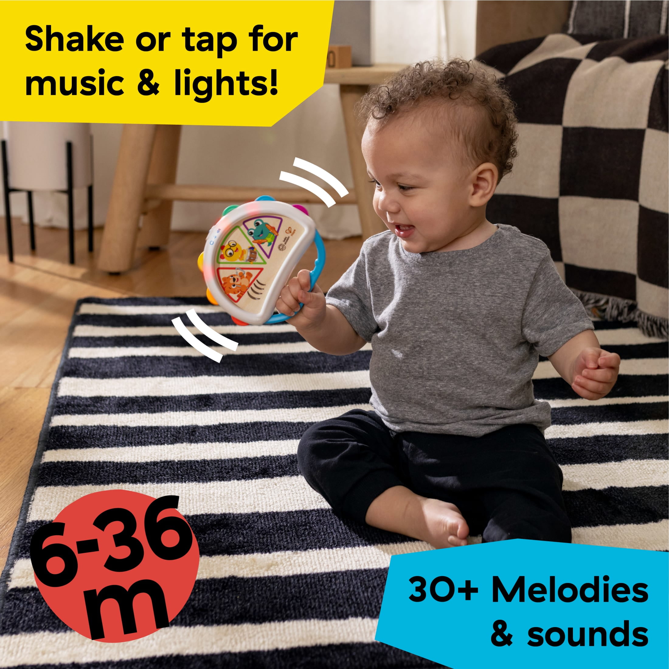 Baby Einstein + Hape Tap & Shake Tambourine, Ages 6+ Months